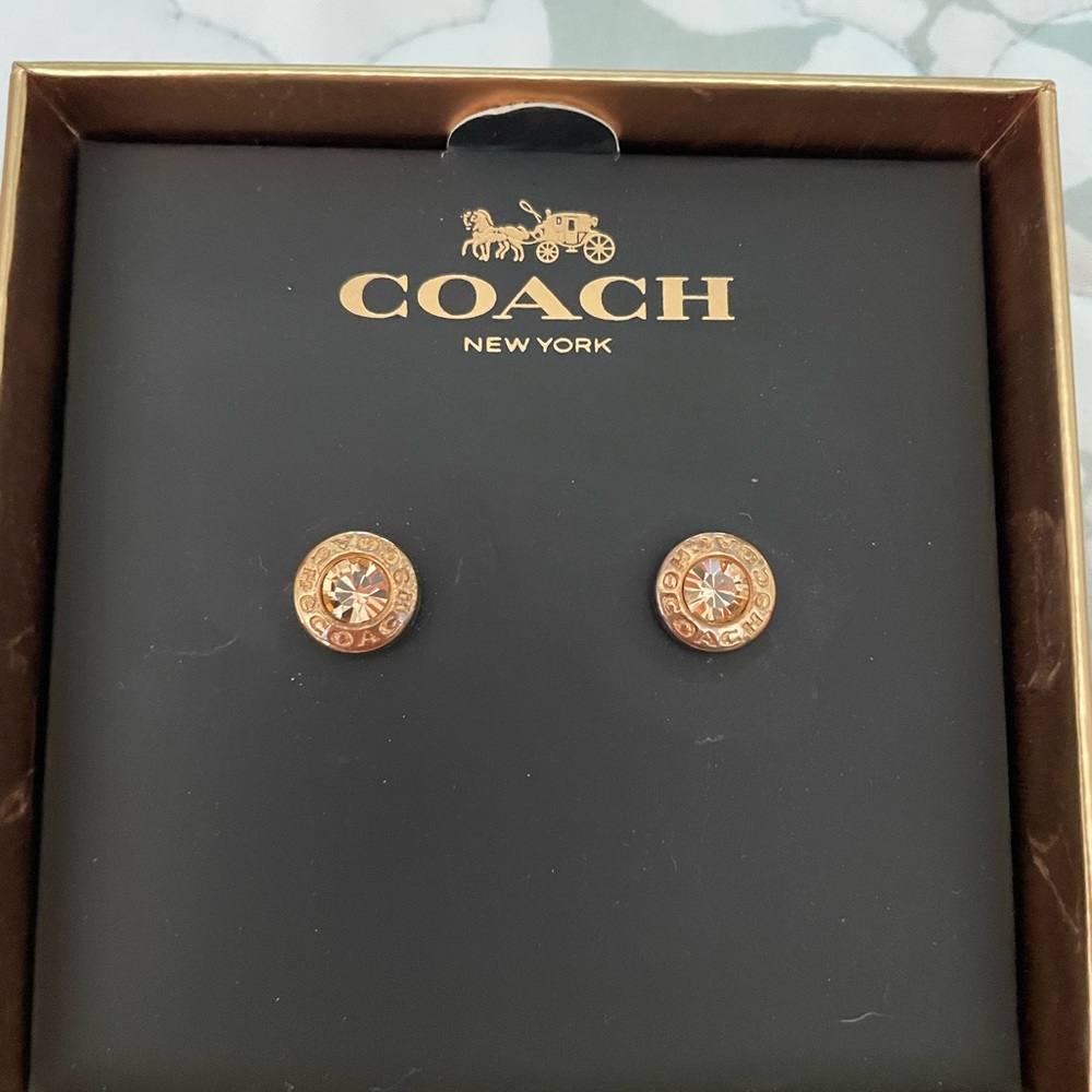 Coach rose gold earrings